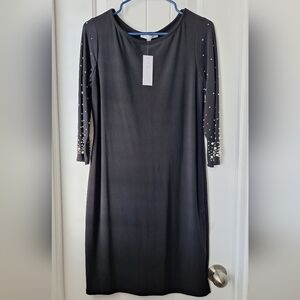 Annalee + Hope Gray Long Sleeve Bishop Dress